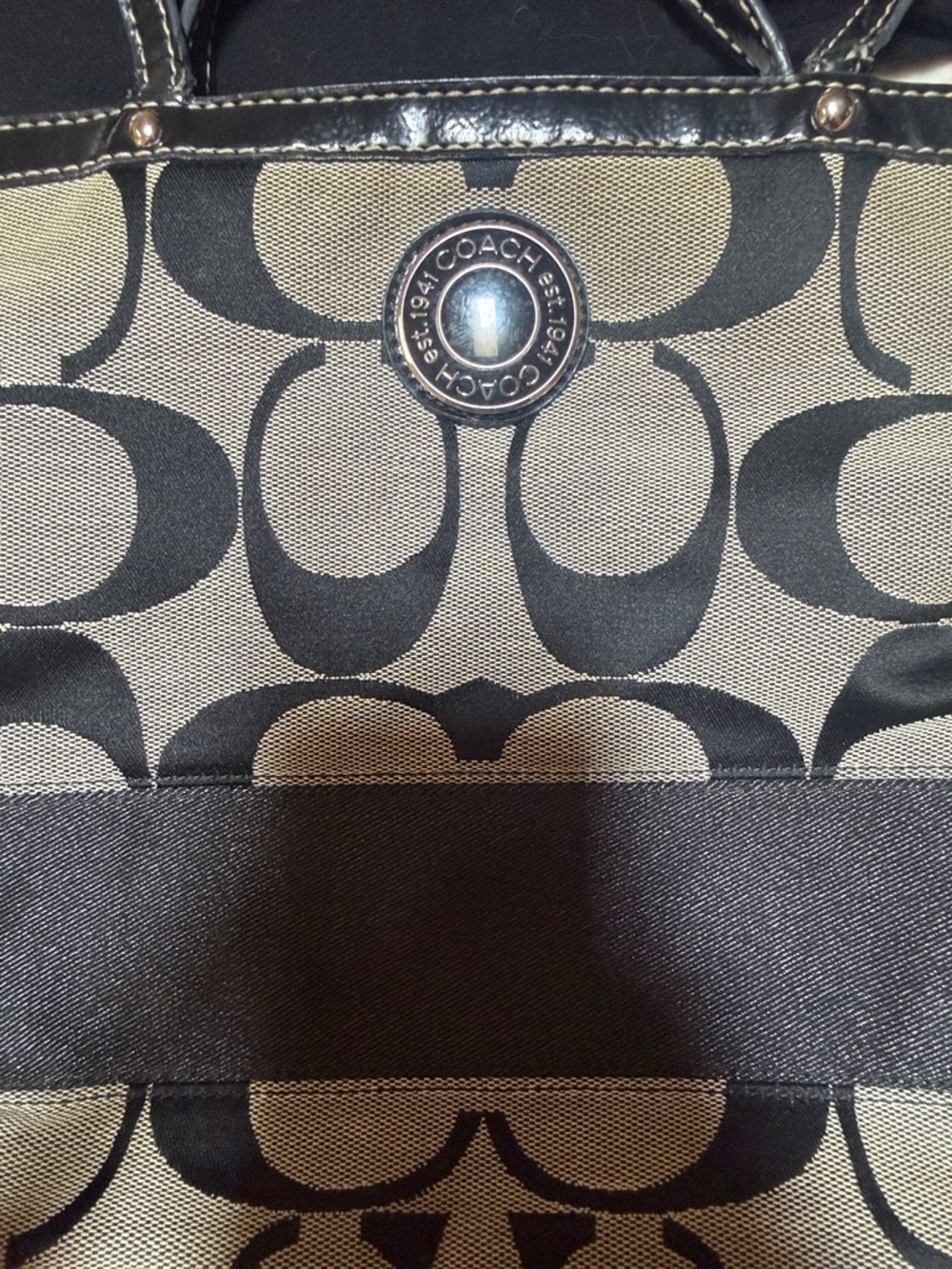 Coach Black & Khaki Signature Tote - Picture 10 of 11